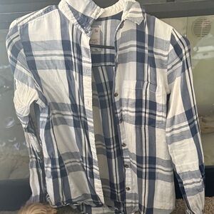 SO Women’s Casual Blue and White Checkered Shirt